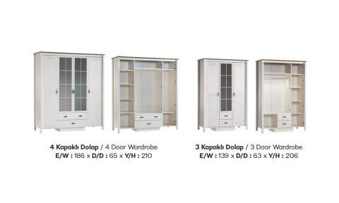 Flexy Genç Odası Takımı (4 Kapılı Dolap * 100-200 Başlıklı Karyola* Komodin)