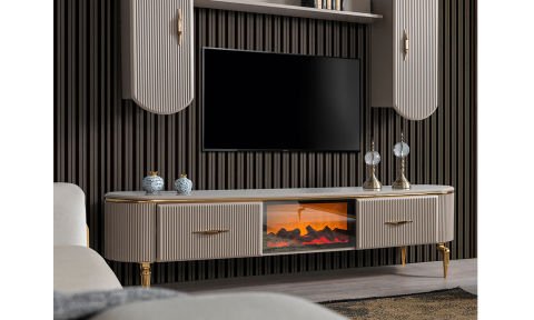 Zümrüt Şömineli Tv Ünitesi