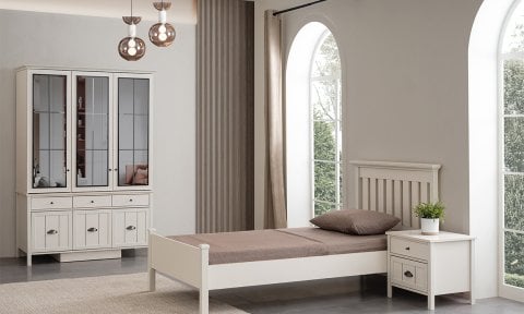 Gize Genç Odası Takımı (3 Kapılı Dolap, Komodin, 100*200 cm Başlıklı Karyola)