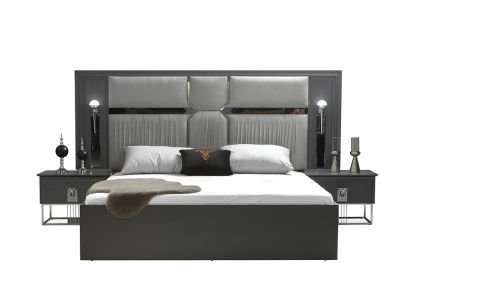 Tokyo Antrasit Bazalı Yatak Odası Takımı Çamaşırlık ve Bench Hediyeli
