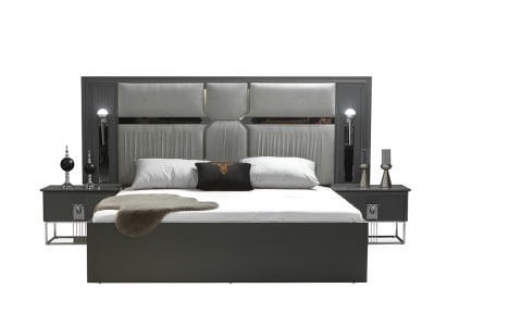 Tokyo 160*200 cm Başlıklı Bazalı Karyola(antrasit)