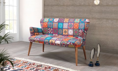 Liya Patchwork Çay Seti İkili Koltuk (Balkon, Salon, Cafe, Ofis)