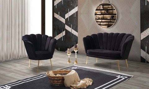 İnci Siyah 2+1+1  Çay Seti (Salon, Balkon, Cafe Ofis)