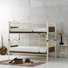 Tirilye Metal Ahşap Tek Kişilik Ranza 90*200 cm