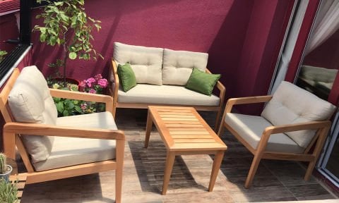 Wood 2+1+1+Sehpa Bahçe Mobilyası (Salon, Balkon, Cafe, Ofis)