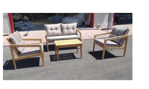 Wood 2+1+1 Bahçe Mobilyası (Salon, Balkon, Cafe, Ofis)