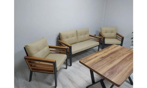 Papatya Bej 2+1+1 ve Masa Bahçe Mobilyası (Salon,Balkon,Cafe,Ofis)