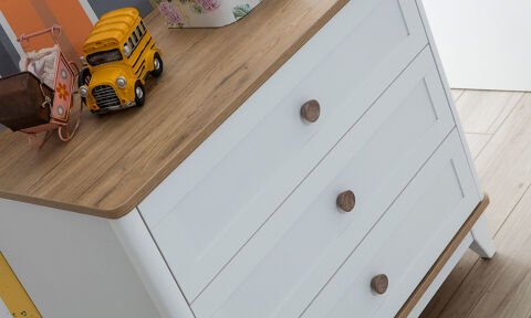 Lora Çocuk Odası Takımı (3 Kapılı Dolap *90x190 Montessori* Şifonyer)