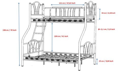 Stil Büyük Metal Ranza 90*190 - 140*190 cm