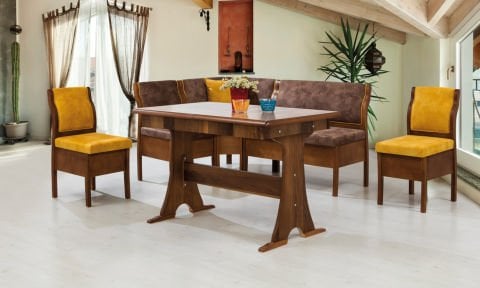 Luna Ekbank+Konfor Masa+Köşe Yastığı(Ceviz)