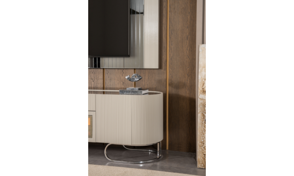 Luccix Şömineli TV Ünitesi(Gümüş)