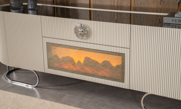 Luccix Şömineli TV Ünitesi(Gümüş)