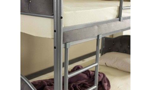Melisa Metal Ahşap Tek Kişilik Ranza 90*190 cm (Gri)