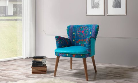 Etnik Desen Turkuaz 2+1+1+Sehpalı Çay Seti (Balkon, Salon, Ofis, Cafe)