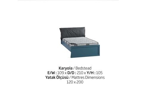 Maxi Genç Odası 120*200 cm Başlıklı Karyola (Siyah)