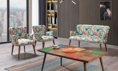 Bahar 2+1+1+Sehpalı Çay Seti (Balkon, Salon, Ofis, Cafe)