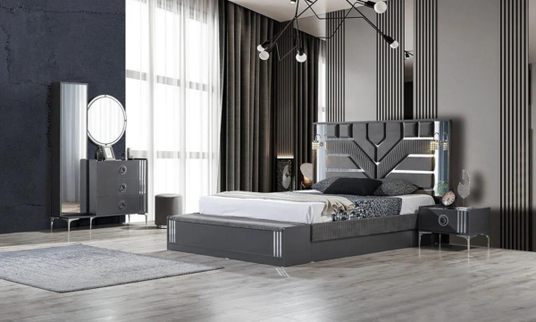 Lora Antrasit Bazalı Yatak Odası Takımı