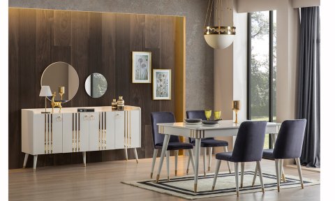 Lotus Aytaşı Yemek Masası ve 6 Sandalye