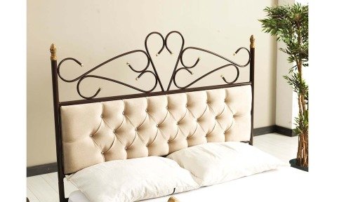 Pedesa Metal Ferforje Çift Kişilik Karyola 140*190 cm (Krem-Siyah)