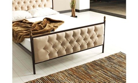 Pedesa Metal Ferforje Çift Kişilik Karyola 140*190 cm (Krem-Siyah)
