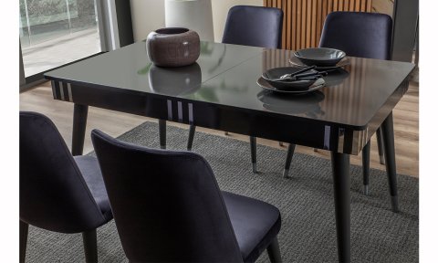Lotus Antrasit Yemek Masası ve 6 Sandalye