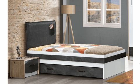 Trend Genç Odası Takımı (3 Kapılı Dolap, Komodin, 100*200 cm Başlıklı Yavrulu Karyola)