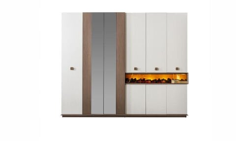 Orjin Yatak Odası 6 Kapılı Şömineli Dolap