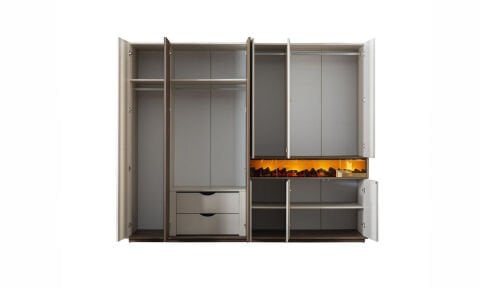 Orjin Yatak Odası 6 Kapılı Şömineli Dolap