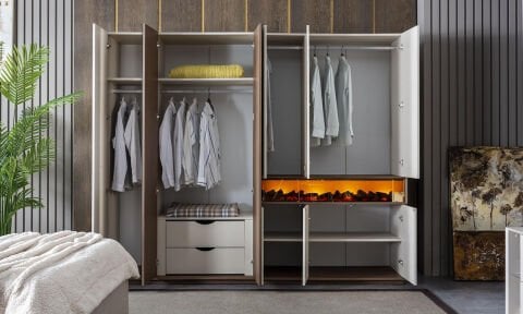 Orjin Yatak Odası 6 Kapılı Şömineli Dolap