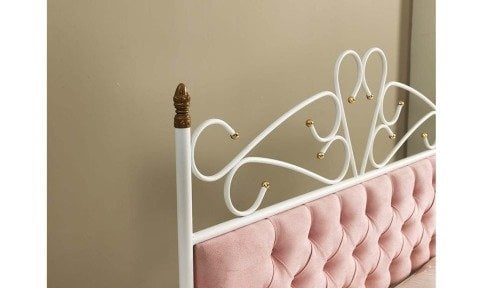 Pedesa Metal Ferforje Çift Kişilik Karyola 140*190 cm (Pembe-Beyaz)