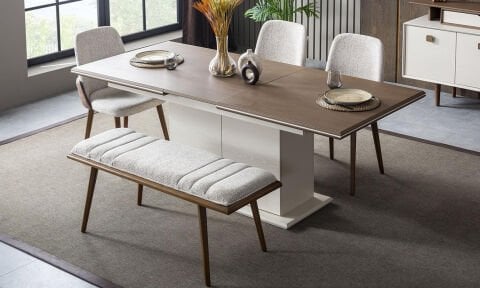 Orjin Yemek Masası ve 4 Sandalye 1 Bench