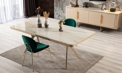 Paris Yemek Masası ve 6 Sandalye (Krem)