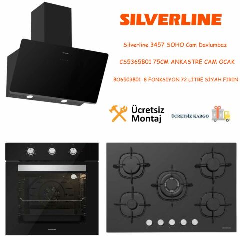 Silverline Siyah Cam Ankastre Set 3457 - CS5365B01 - BO6503B01