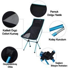 FUNKY CHAIRS Ultralight High 1180 gr Katlanır Kamp Sandalyesi Mavi