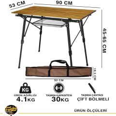 FUNKY CHAIRS Elite Alüminyum Teleskopik Ayaklı Kamp Piknik Masası - Ahşap Desen
