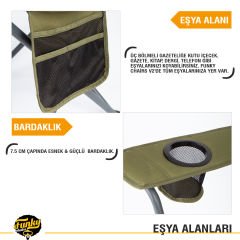 FUNKY CHAIRS V3 Haki XXL Büyük Boy Lüks Kamp Sandalyesi