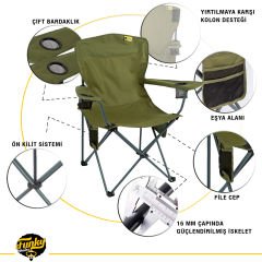 FUNKY CHAIRS V3 Light Haki XXL Büyük Boy Lüks Kamp Sandalyesi