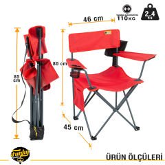FUNKY CHAIRS Camper Katlanabilir Kamp Piknik Sandalyesi - Kırmızı