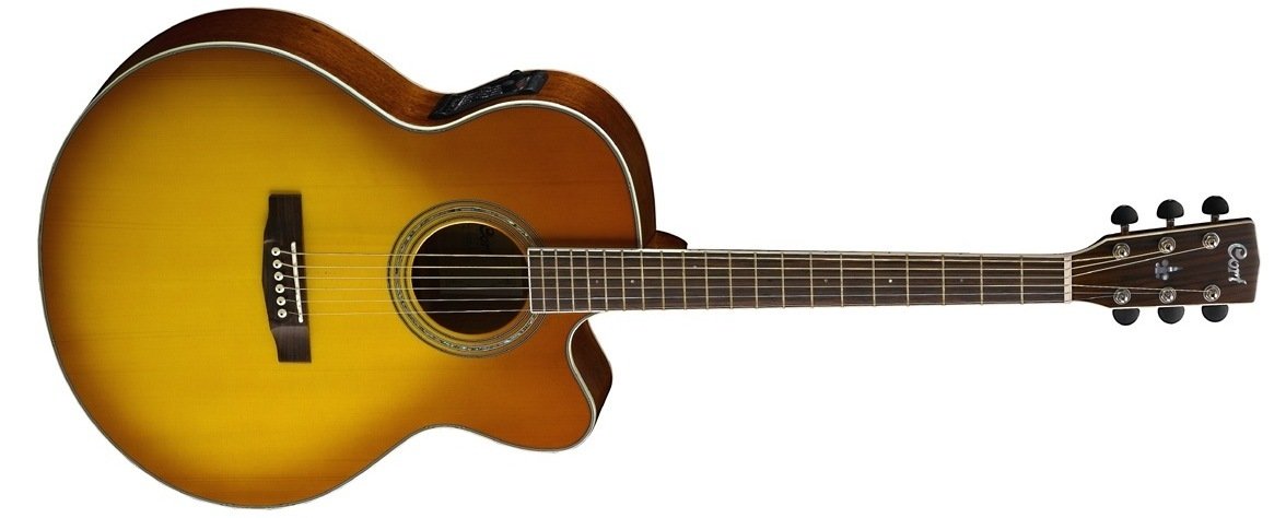 CORT CJ5X ELEKTRO KLASİK GİTAR, JUMBO CUTAWAY, HONEY BURST, FISHMAN EQ