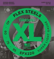 DADDARIO EFX220 BAS GİTAR TEL SETİ, FLEXSTEELS, SUPER LIGHT GAUGE, 40-95, LONG SCALE, SUPER BRIGHT, ROUND WOUND