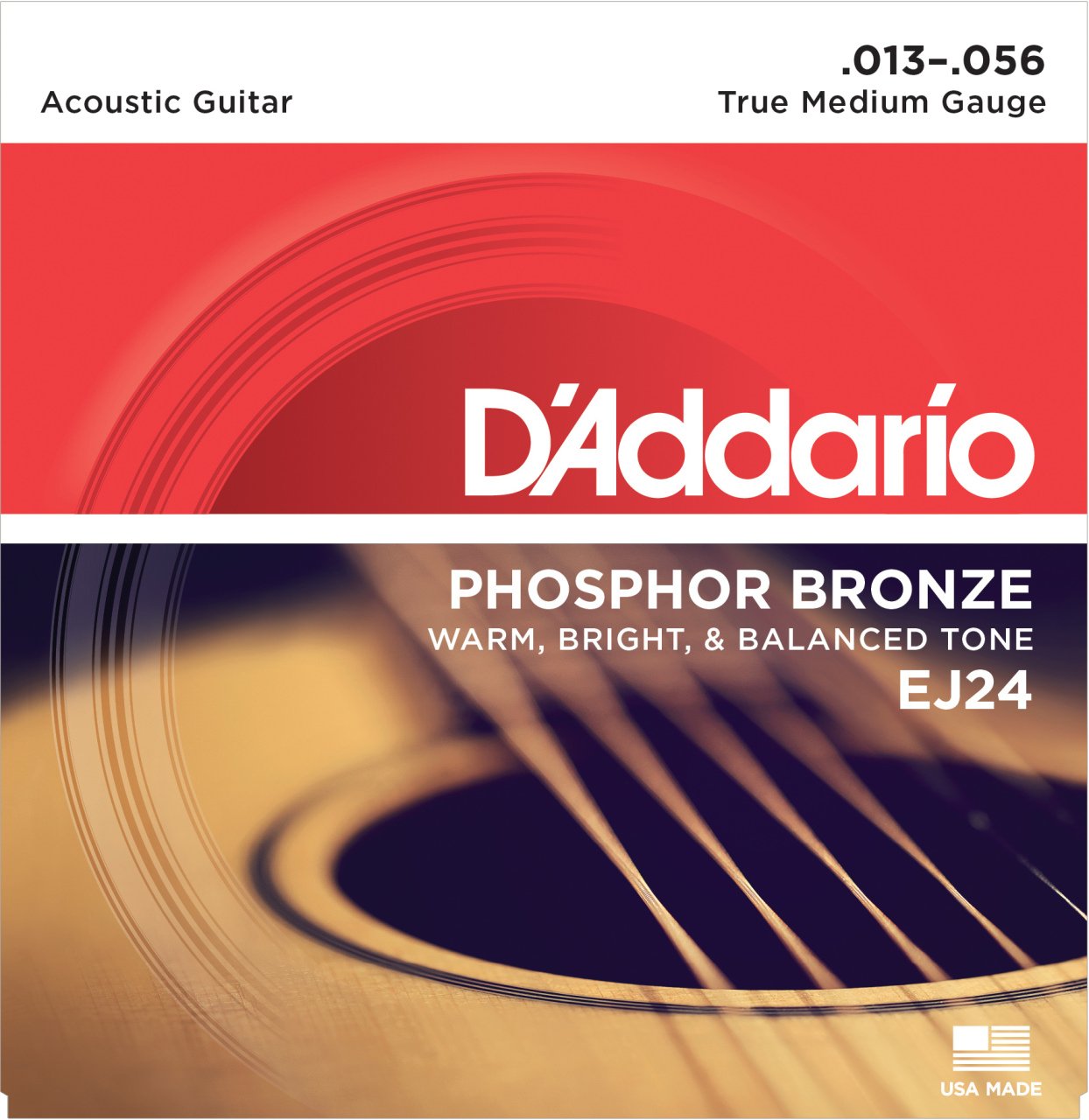 DADDARIO EJ24 AKUSTİK GİTAR TEL SETİ, PHOSPHOR-BRONZE, TRUE MEDIUM GAUGE, 13-56, WARM, BRIGHT & BALANCED TONE