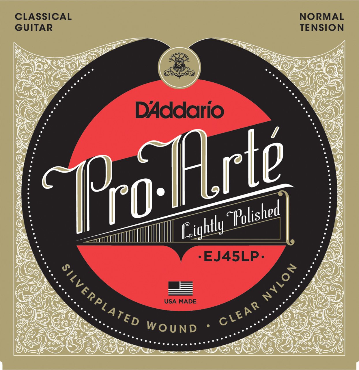 DADDARIO EJ45LP KLASİK GİTAR TEL SETİ, PRO-ARTE, LIGHTLY POLISHED COMPOSITE, SILVERPLATED WOUND, CLEAR NYLON, NORMALTENSION