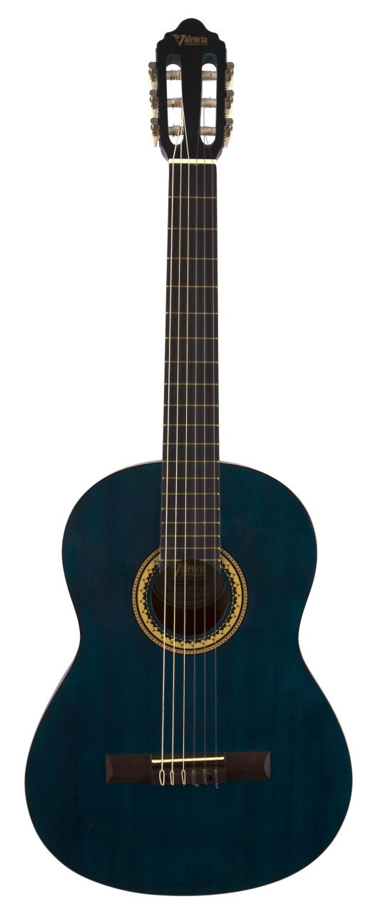 Valencia VC204TBU 4/4 Şeffaf Mavi Mat Klasik Gitar