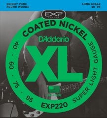 DADDARIO EXP220 BAS GİTAR TEL SETİ, 40-95, COATED NICKEL, SUPER LIGHT GAUGE, LONG SCALE, BRIGHT TONE, ROUND WOUND