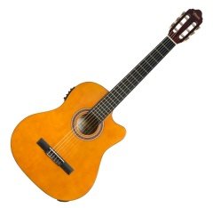 Valencia VC104CE Naturel Cutaway Parlak 4/4 Elektro Klasik Gitar