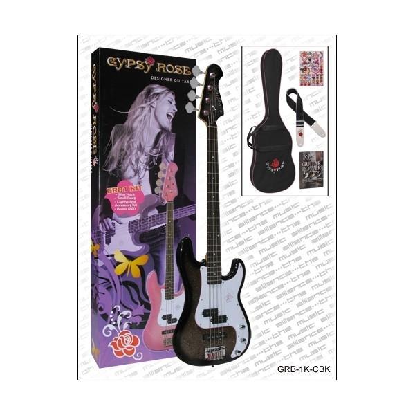 VALENCIA BAS GİTAR GYPSY ROSE SET (GIGBAG, SEHPA, STICKERS, DVD), SİYAH