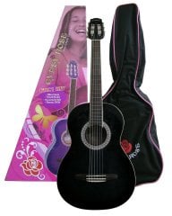 VALENCIA KLASİK GİTAR GYPSY ROSE SET (GIGBAG, STRAP, STICKERS, DVD), SİYAH