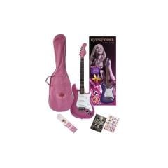 VALENCIA ELEKTRO GİTAR GYPSY ROSE SET (GIGBAG, STRAP, STICKERS, DVD), PEMBE, (2 SES, 1 TON, 5 YÖNLÜ SVİÇ)