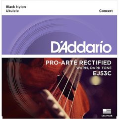 DADDARIO EJ53C UKULELE TEL SETİ, HAWAIAN / CONCERT, BLACK NYLON