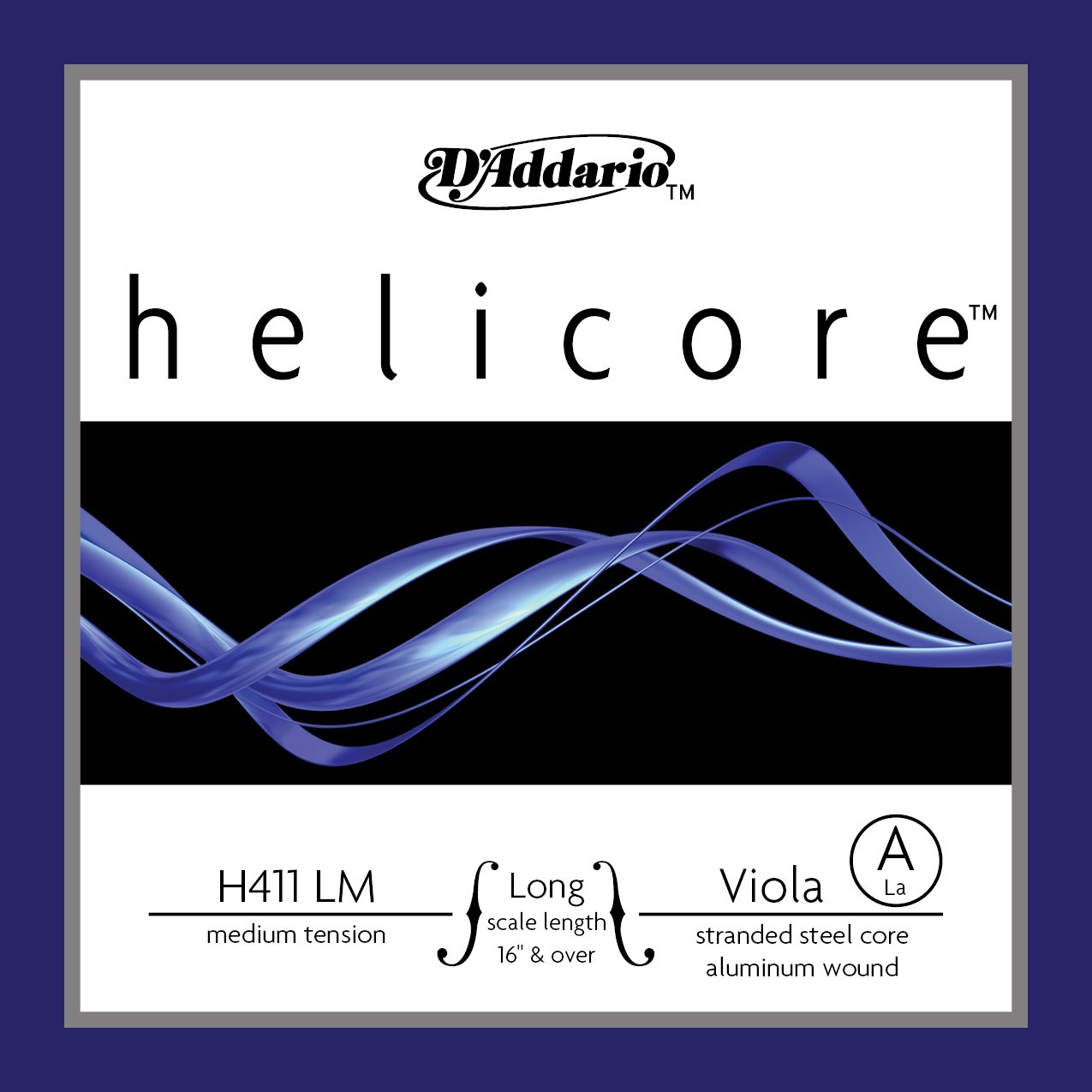 DADDARIO H411LM VIOLA TEK TEL LA, LONG SCALE, MEDIUM TENSION